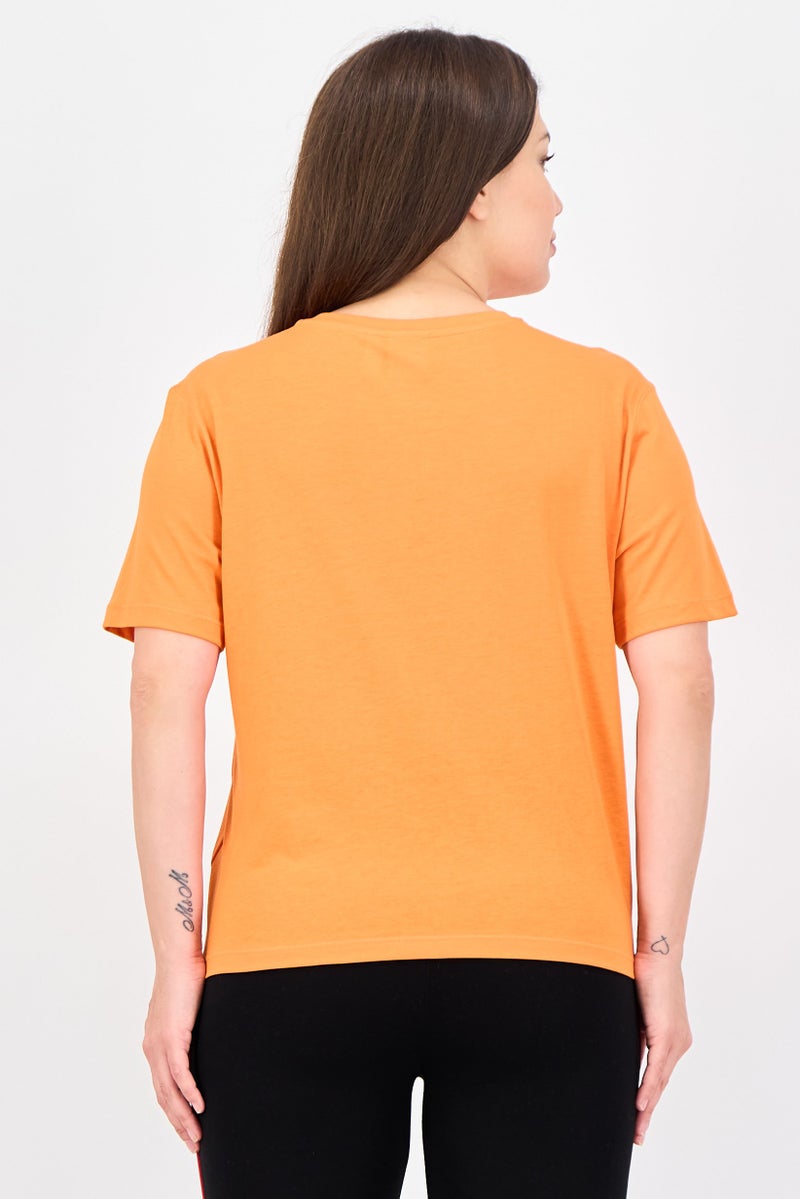 adidas Originals Women Loose Fit Short Sleeve Outdoor T-Shirt, Orange - Image 3