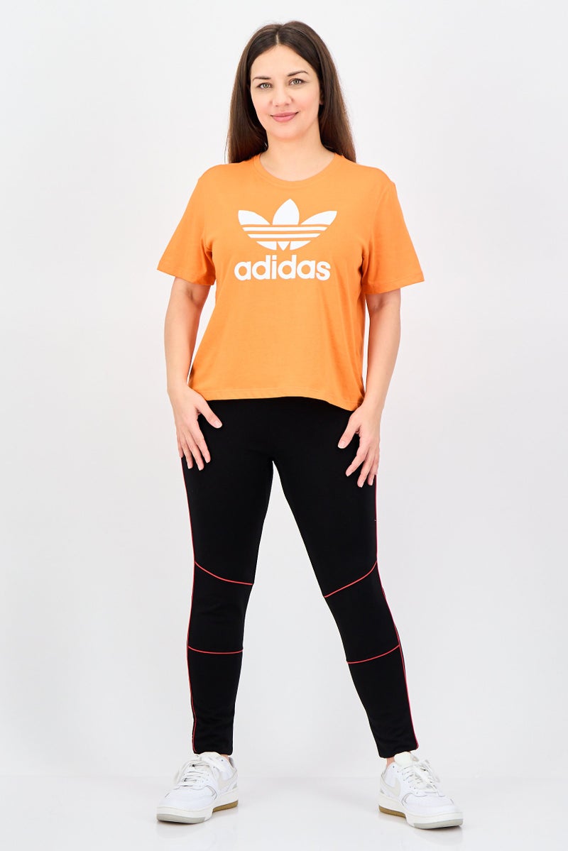 adidas Originals Women Loose Fit Short Sleeve Outdoor T-Shirt, Orange - Image 4