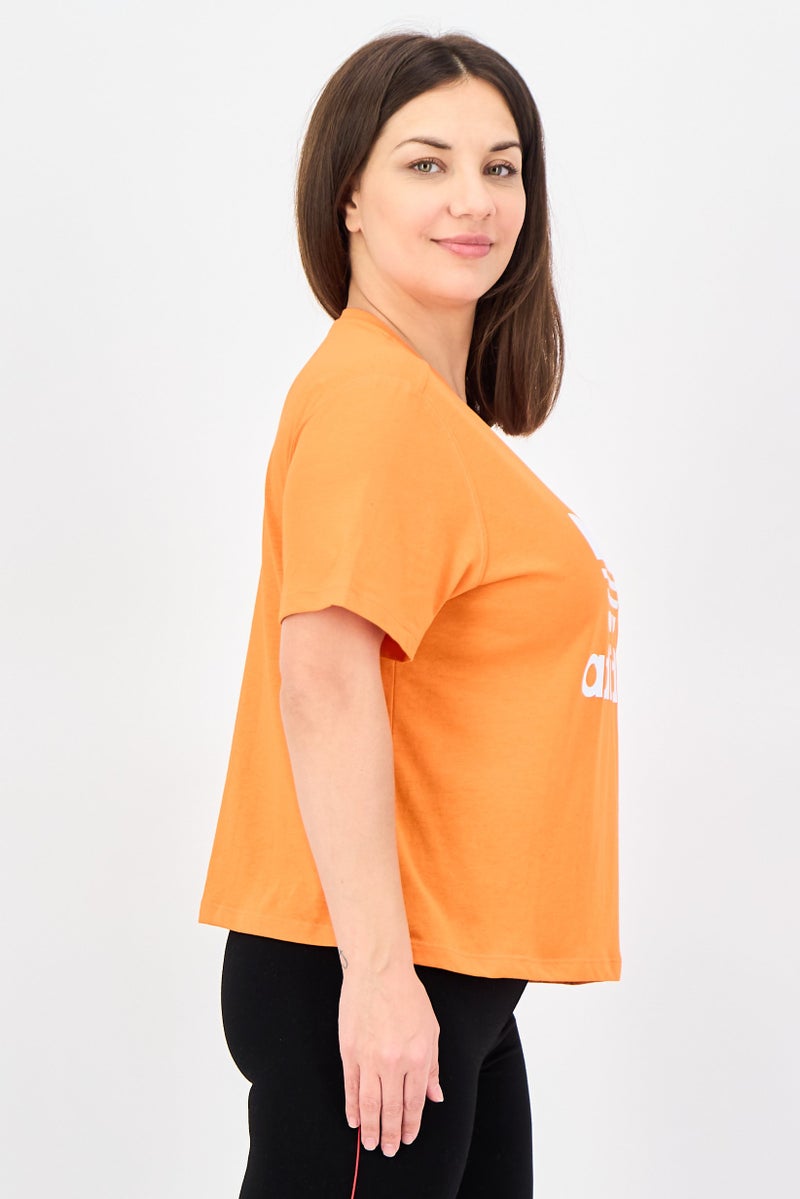 adidas Originals Women Loose Fit Short Sleeve Outdoor T-Shirt, Orange - Image 2