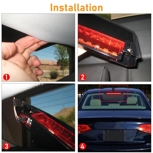 Abodvu Center Brake Light Assembly Compatible with Audi A4/A4 Quattro 2009-2015,S4 2010-2015,Third Brake Light with 18 Smal Red Lamp Bulbs,Center High Mount Stop Lamp Replacement for 8K5945097 - Image 5