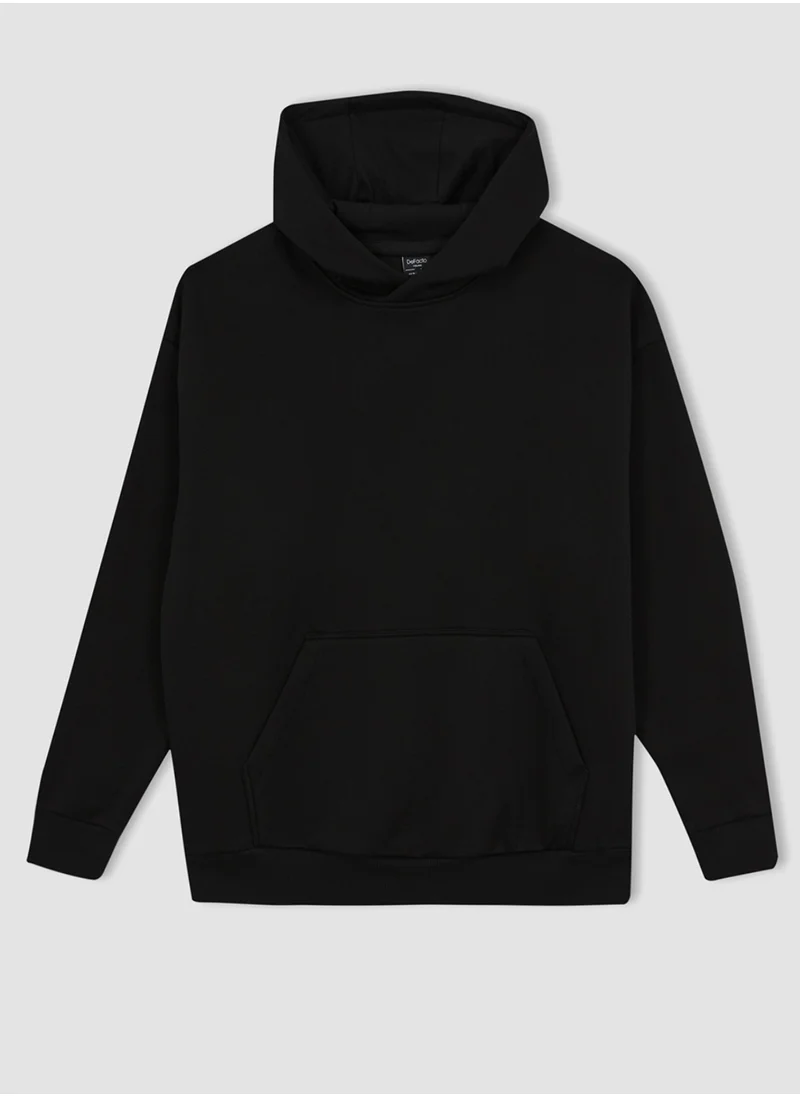 DeFacto Oversized Fit Hooded Basic Sweatshirt