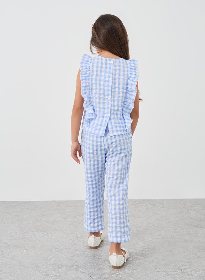 Styli Styli Girls Checked Seersucker Top and Culottes Set  - Image 4