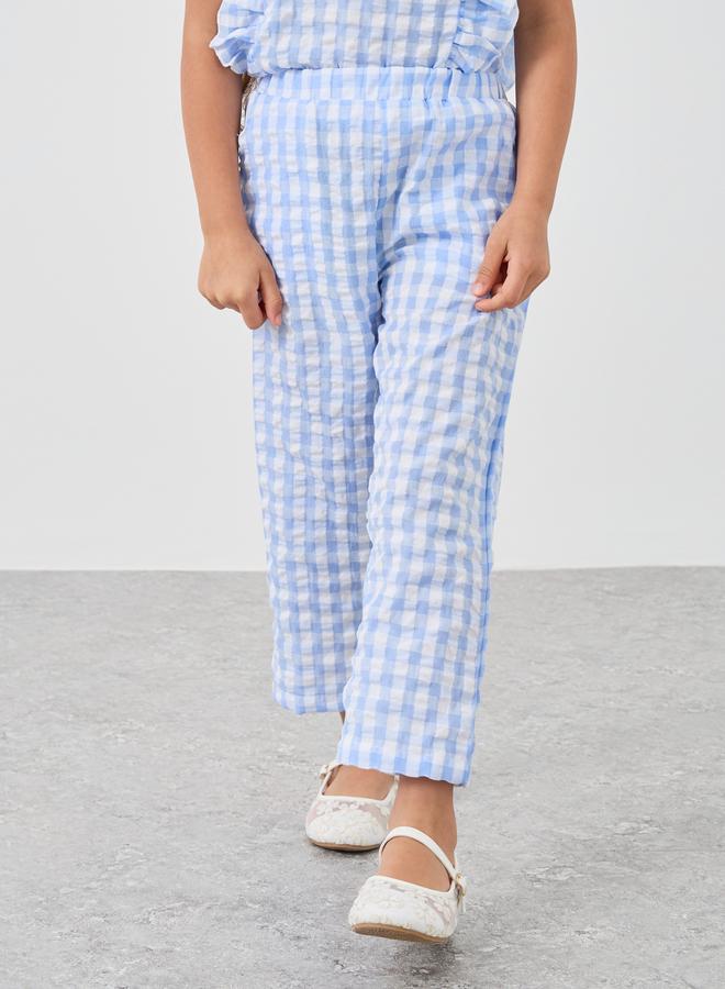 Styli Styli Girls Checked Seersucker Top and Culottes Set  - Image 5