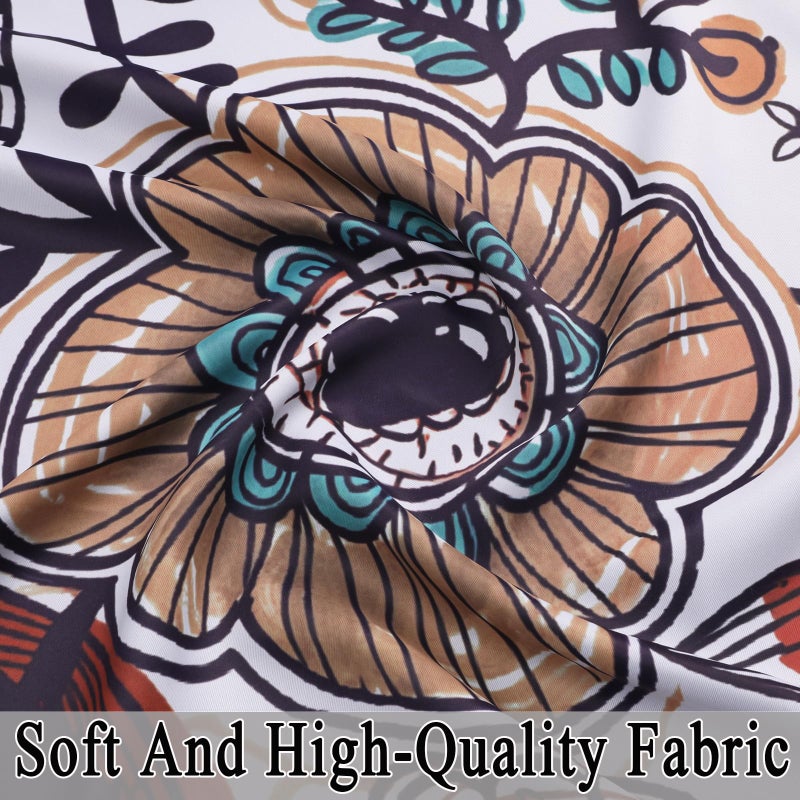 Estelar Textiler White Boho Abstract Vintage Floral Curtains 84 Inch Long for Bedroom,Colorful Flowers Pattern Classic Design Room Darkening Window Grommet Drapes for Living Room,52Wx84L,2 Panels - Image 5