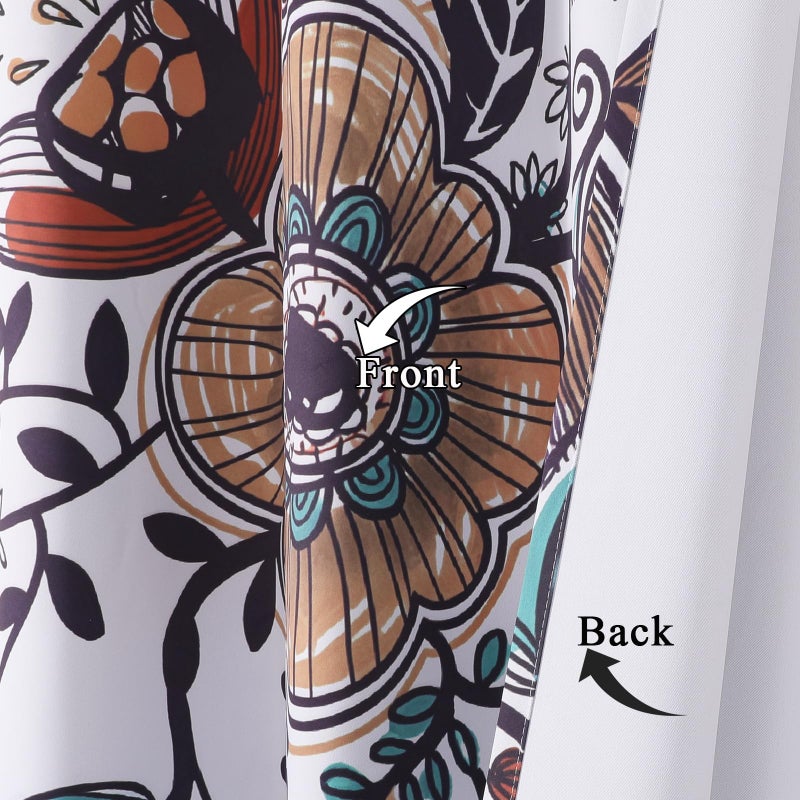 Estelar Textiler White Boho Abstract Vintage Floral Curtains 84 Inch Long for Bedroom,Colorful Flowers Pattern Classic Design Room Darkening Window Grommet Drapes for Living Room,52Wx84L,2 Panels - Image 4