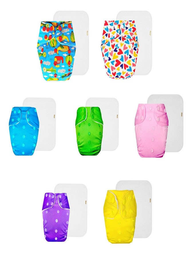 Dumbledo Premium Cloth Diaper with Cotton Insert (Pack of 7) | Dry Feel and Comfortable | Leakproof | Easy to Clean | Ideal for Toddlers | 3 Months - 3 Years | Unisex Baby - Image 1