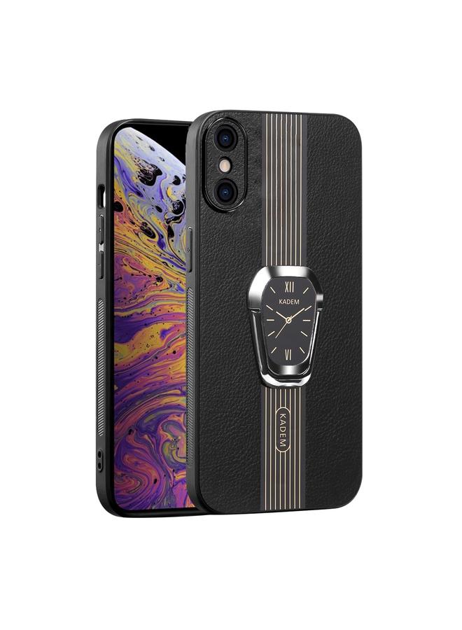 اس-توب جراب خلفي مغناطيسي من الجلد الليتشي لهاتف iPhone XS Max مع حامل - Image 1