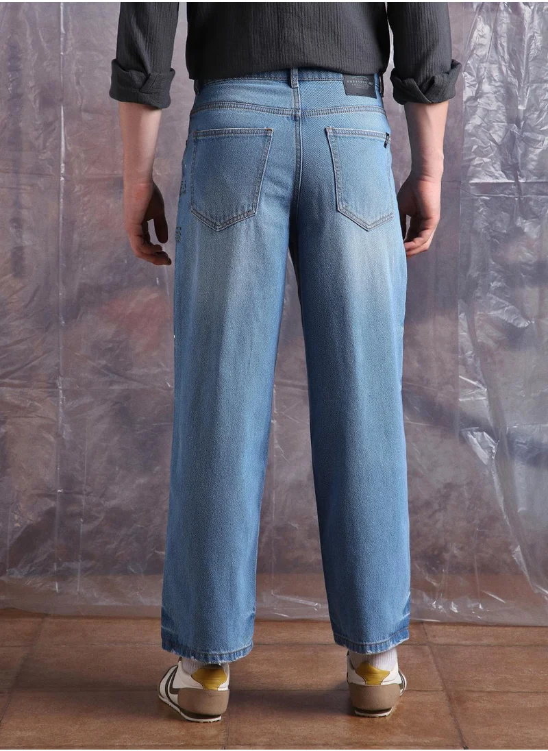 Hubberholme Indigo Baggy Jeans Washed design crafted from 100% Cotton with Button closure.