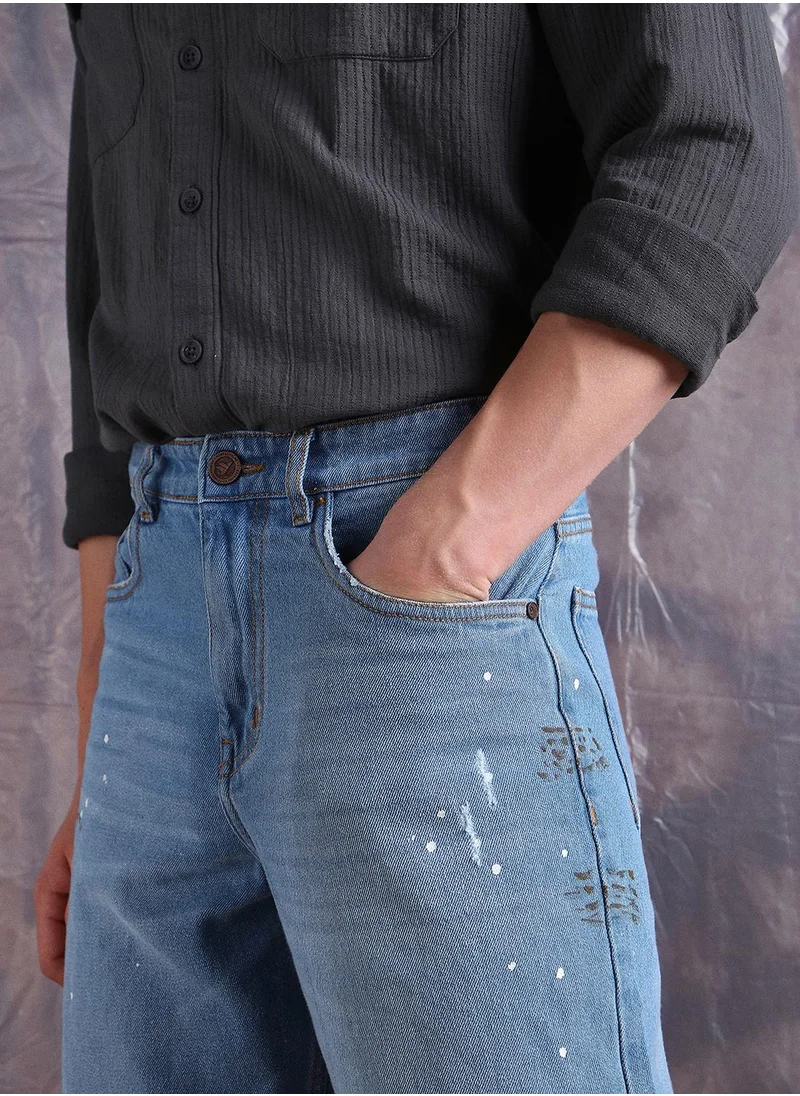 Hubberholme Indigo Baggy Jeans Washed design crafted from 100% Cotton with Button closure.