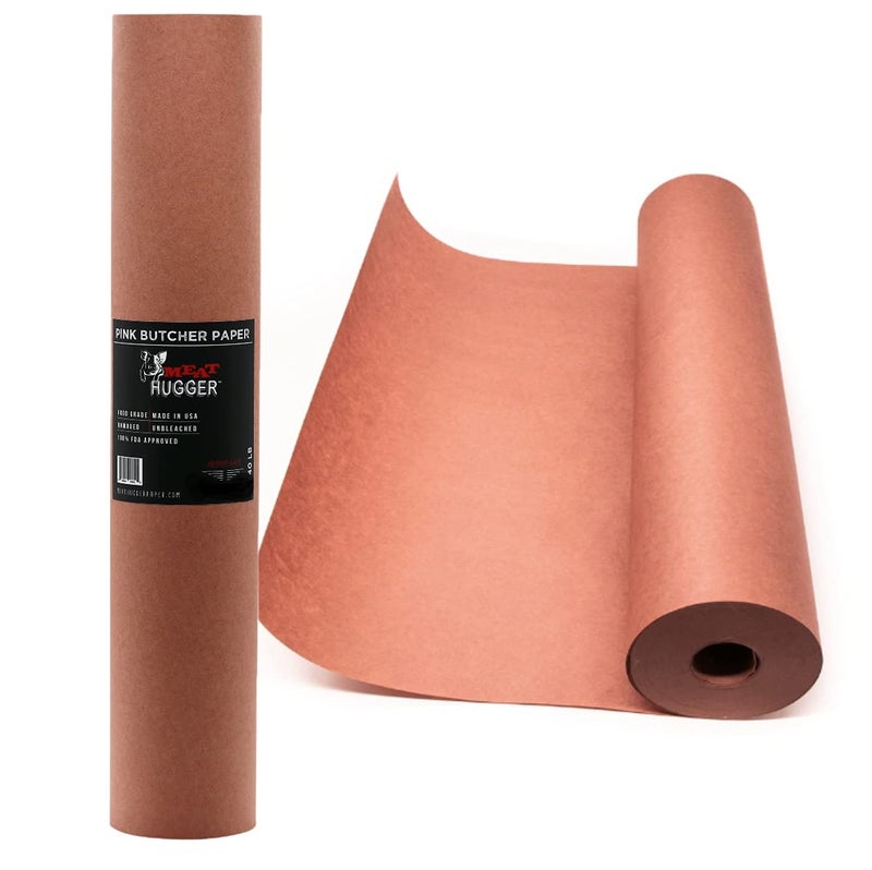 Meat Hugger Pink Butcher BBQ Paper Roll (18 Inch by 50 Feet) - Food Grade Peach Wrapping Paper for Smoking Beef Brisket Meat Texas Style, All Natural and Unbleached... - Image 1