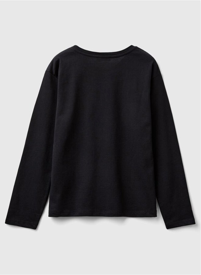 Benetton Long Sleeve Printed T-shirt  - Image 2