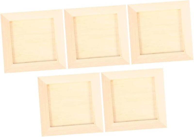 Natural Pine Wood Frames For Kids Art Display 5Pcs Decorative Craft Frames - Image 1
