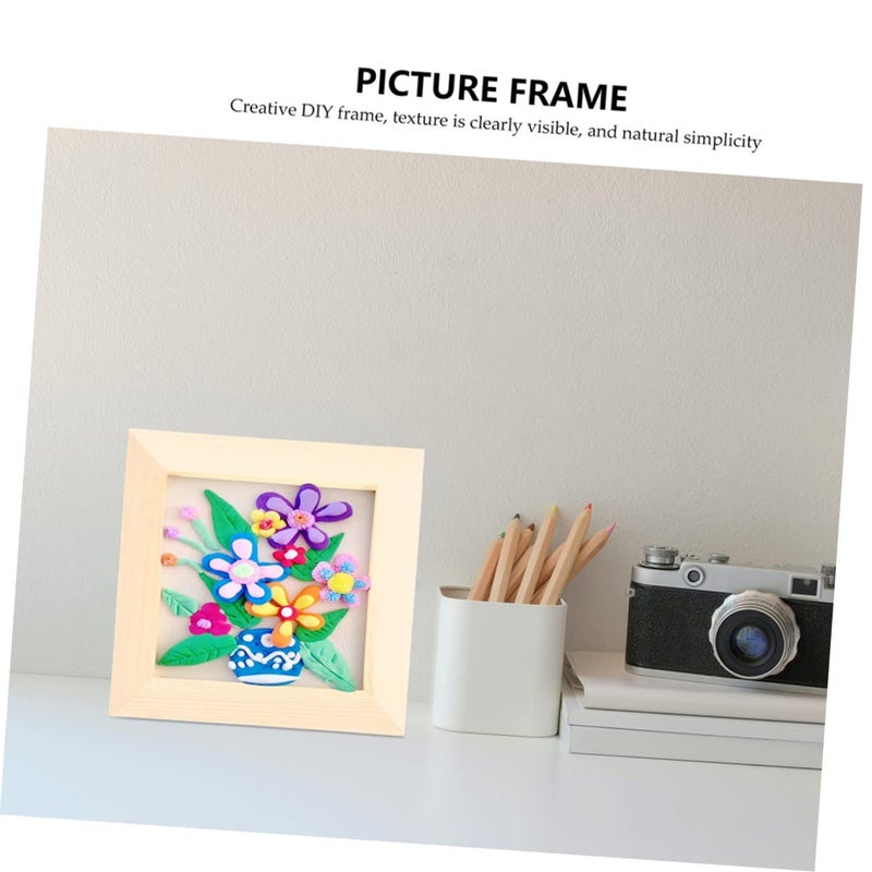 Natural Pine Wood Frames For Kids Art Display 5Pcs Decorative Craft Frames - Image 4