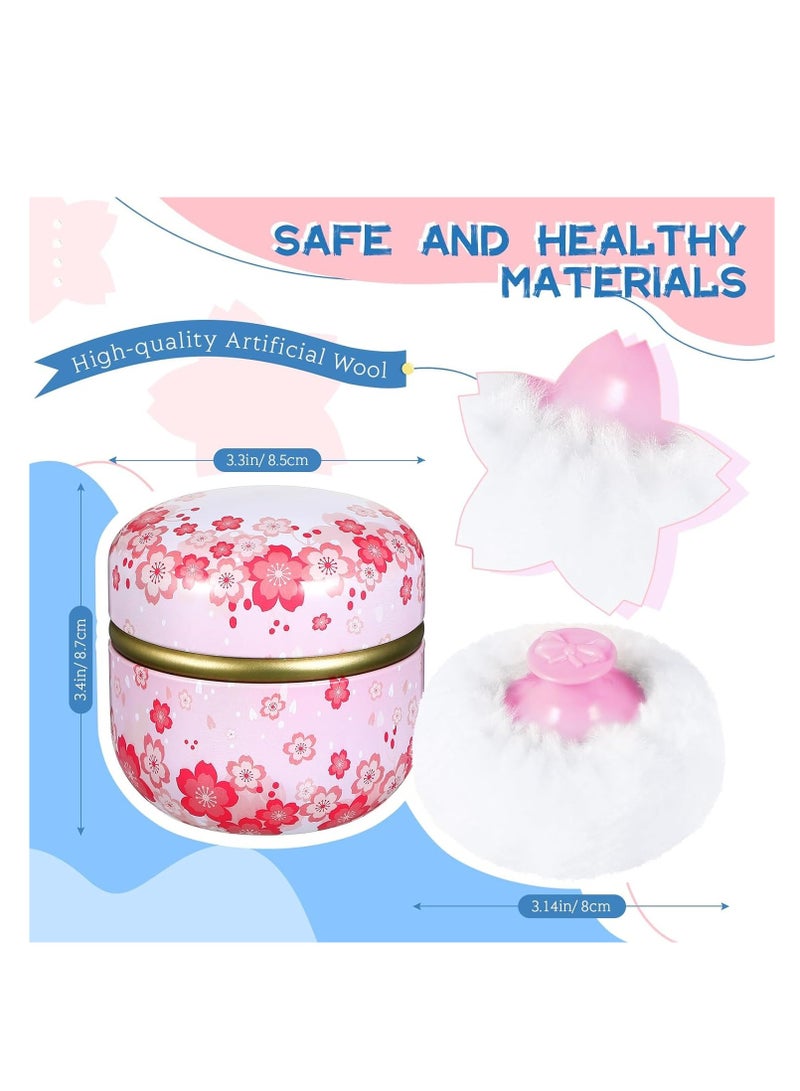 KASTWAVE 4 Pieces Body Powder Puff and Container, Portable Powder Container for Body Powder, Empty Powder Case for Women's Loose Powder for Travel, Bath and Beach - Image 2