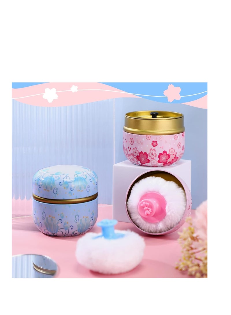 KASTWAVE 4 Pieces Body Powder Puff and Container, Portable Powder Container for Body Powder, Empty Powder Case for Women's Loose Powder for Travel, Bath and Beach - Image 4