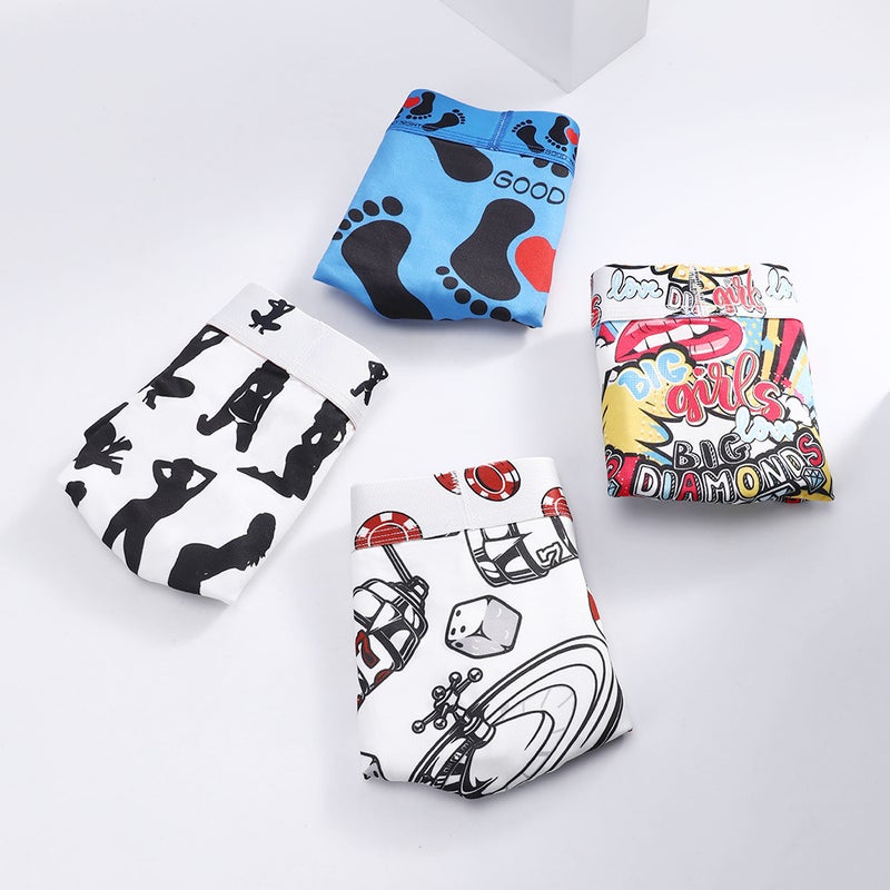 Men''s Underwear, Sports Polyester, Comfortable and Breathable Boxer Briefs, Trendy Sexy Printed Boxer Shorts, Seamless Underwear - Image 5