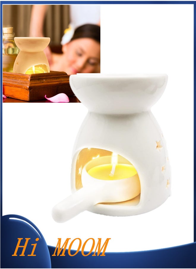 Hi Moon Ceramic Tea Light Candle Holder, Oil Burner for Scented Oil, Tealight Wax Warmer Decoration for Bedroom,Living Room,Balcony  - Image 1