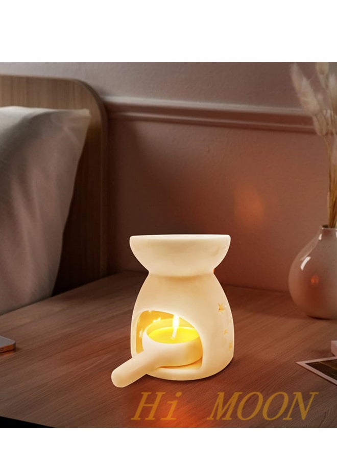 Hi Moon Ceramic Tea Light Candle Holder, Oil Burner for Scented Oil, Tealight Wax Warmer Decoration for Bedroom,Living Room,Balcony  - Image 2