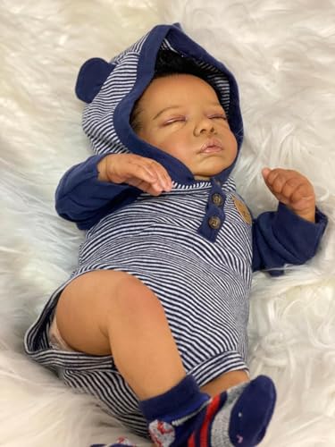 Zero Pam Black Reborn Baby Dolls 19 Inch Realistic Baby DollReal Looking Black Boy Doll That Look RealSleeping African American Silicone Newborn Babies for Girls Boys Toys - Image 5