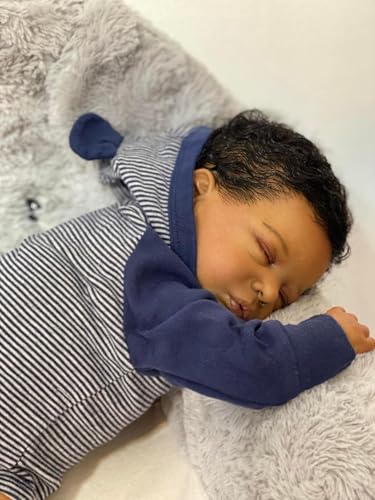 Zero Pam Black Reborn Baby Dolls 19 Inch Realistic Baby DollReal Looking Black Boy Doll That Look RealSleeping African American Silicone Newborn Babies for Girls Boys Toys - Image 1