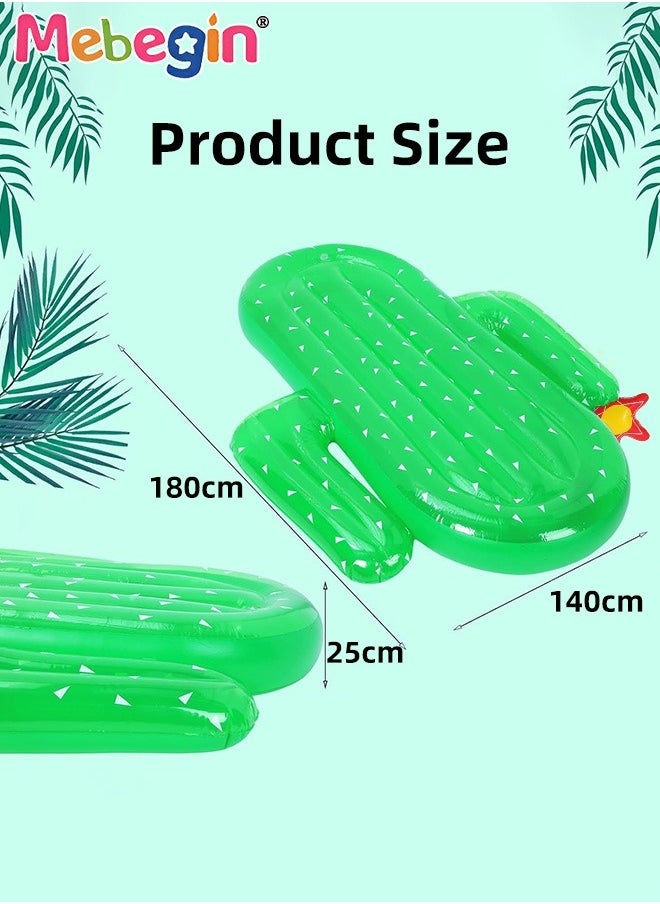 MEBEGIN - Cactus Shape Swimming Float, Unique Inflatable Pool Float for Adults and Kids, Sturdy Durable Pool Floating Bed, Fun Water Toys, Suitable for Summer Pools, Beaches, Parties and Water Sports, 180*140*25cm - Image 1