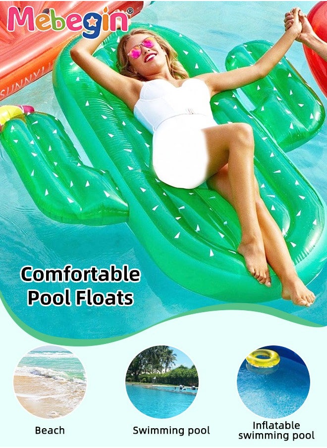 MEBEGIN - Cactus Shape Swimming Float, Unique Inflatable Pool Float for Adults and Kids, Sturdy Durable Pool Floating Bed, Fun Water Toys, Suitable for Summer Pools, Beaches, Parties and Water Sports, 180*140*25cm - Image 1