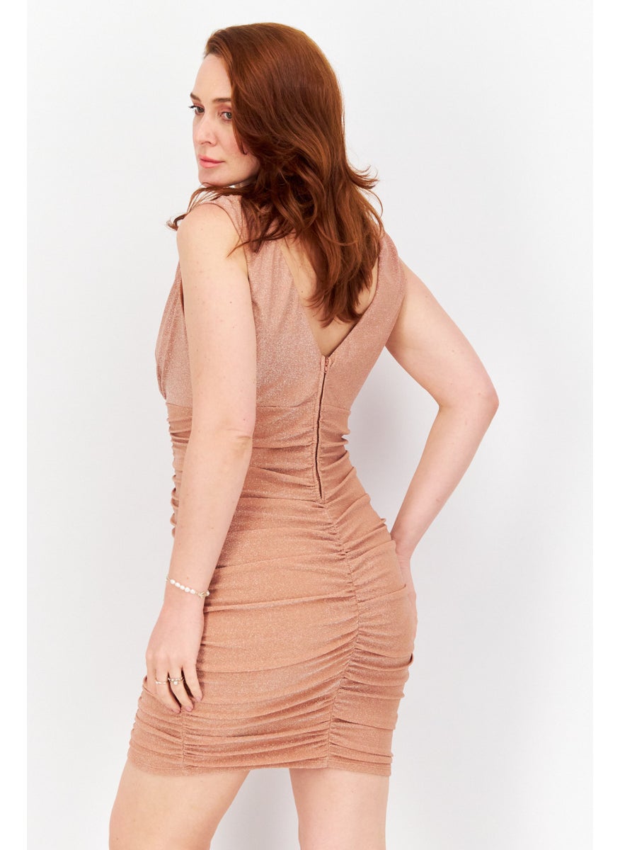 City Studio - Women Plus Size Textured Mini Dress, Rust - Image 1