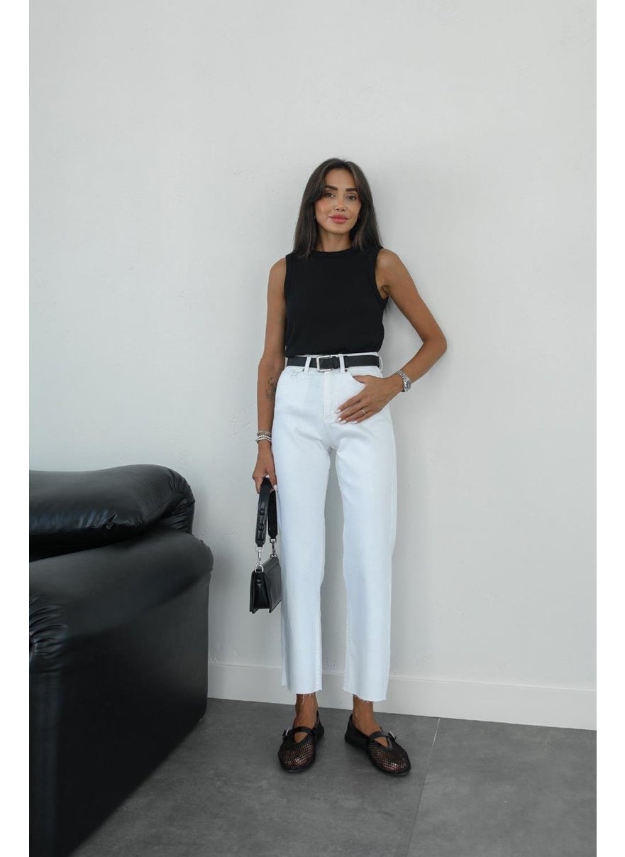 Havoş - Havos White Boy Fit Cut Leg Jeans - Image 1