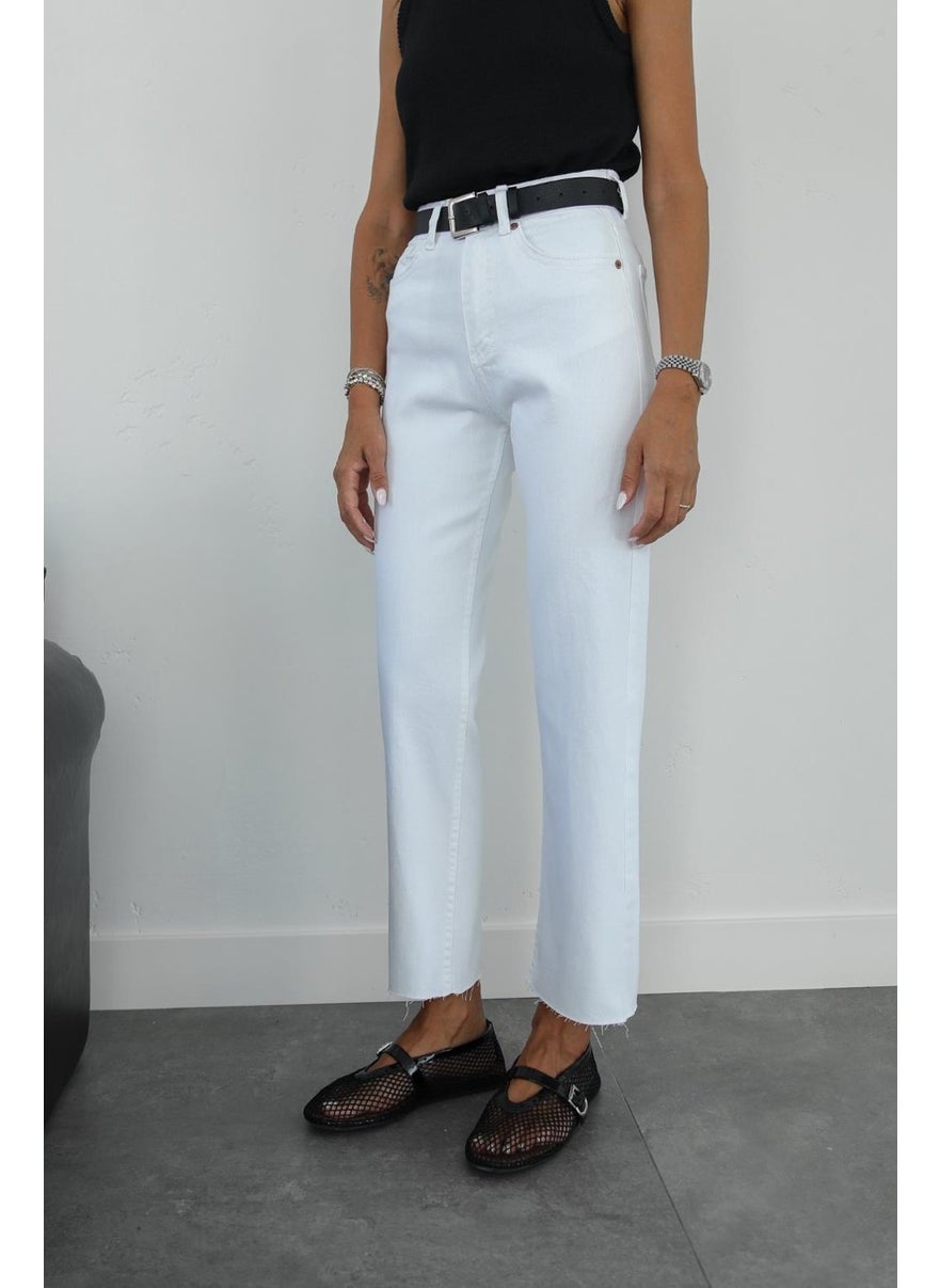 Havoş - Havos White Boy Fit Cut Leg Jeans - Image 1