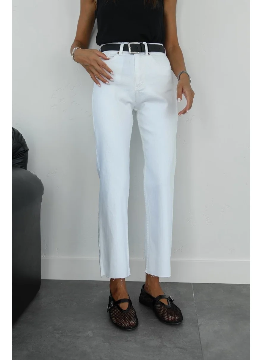 Havoş Havos White Boy Fit Cut Leg Jeans