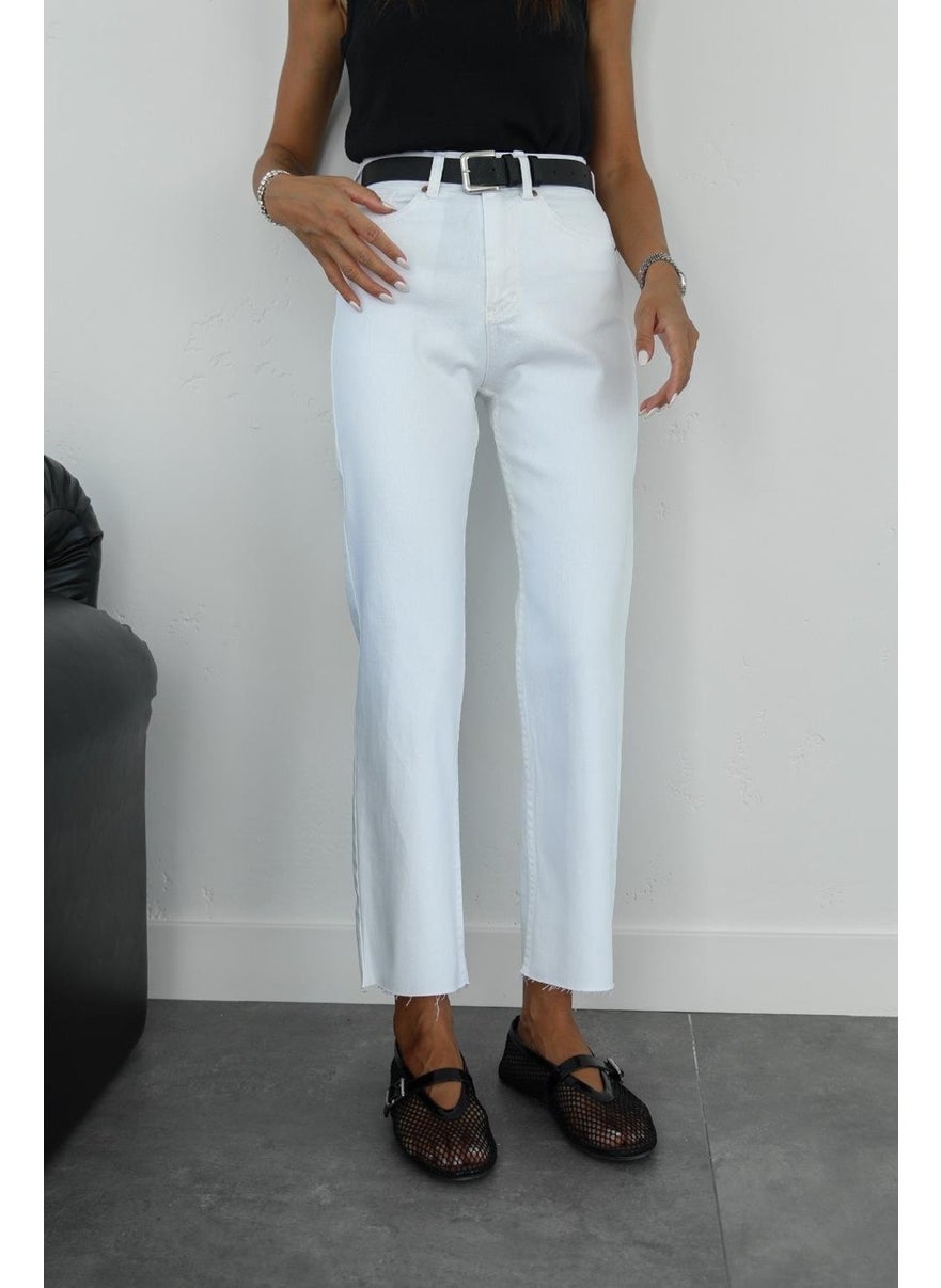 Havoş - Havos White Boy Fit Cut Leg Jeans - Image 1