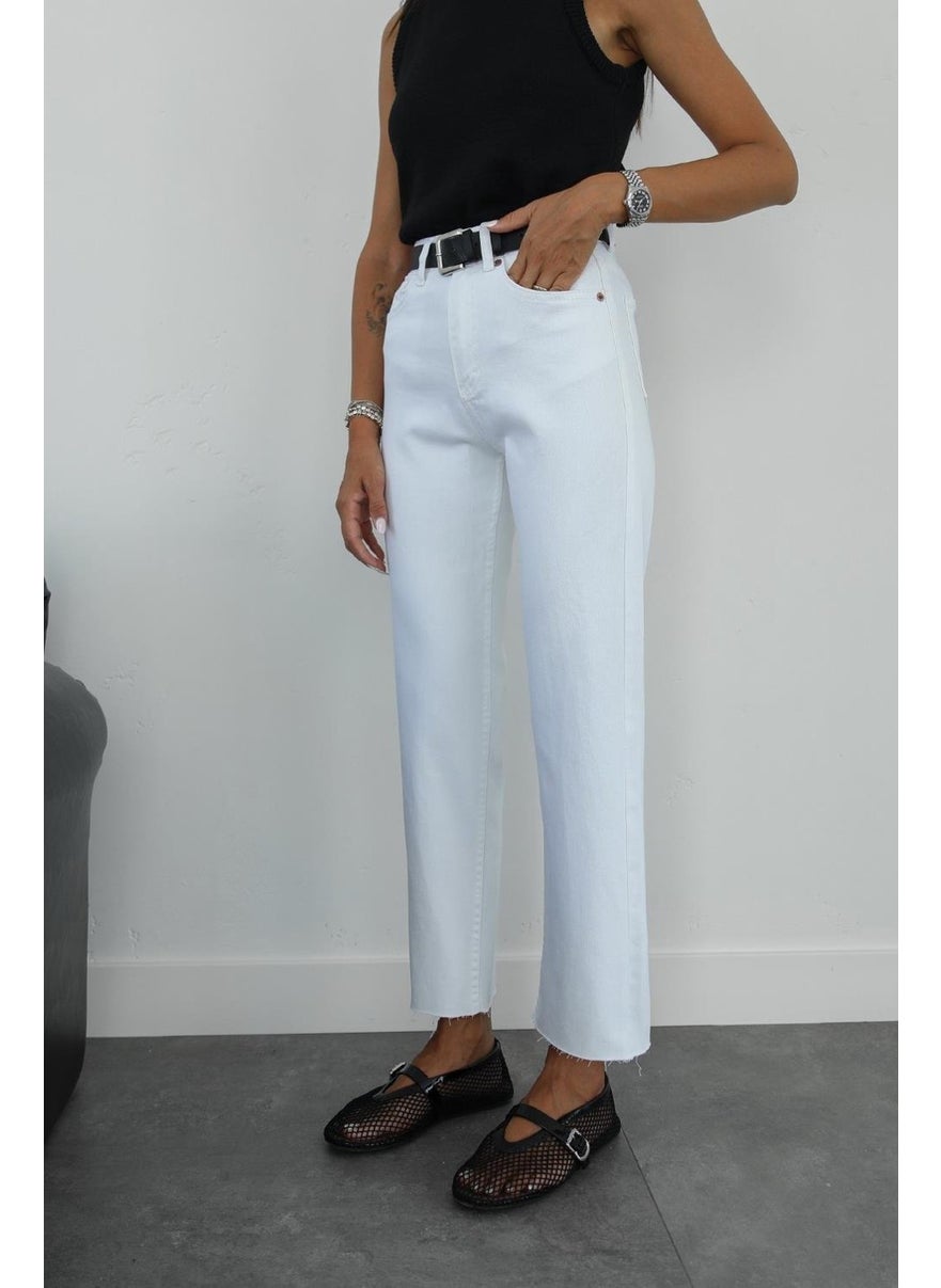 Havoş - Havos White Boy Fit Cut Leg Jeans - Image 1