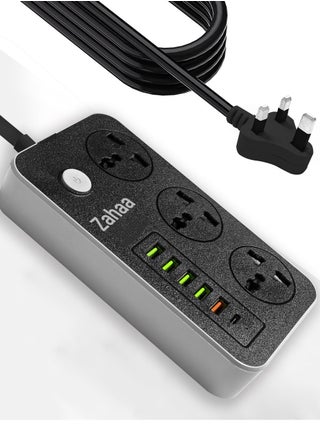 سلك تمديد طاقة عالمي بطول 2 أمتار مع 3 مقابس طاقة و6 منافذ USB، توصيلة كهرباء 3 مخارج مع منفذ شحن USB C، وصلة تمديد 2 أمتار - pzsku/ZAFC3D64F3F1DE9DBAD45Z/45/_/1735658027/db116020-364b-4608-a071-0841aa5953dc