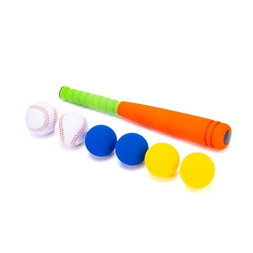 CeleMoon 165 Inch Mini Size Soft Kids Foam Baseball Bat Toy Set with 6 Balls for Toddler Age 3 Years Old Indoor Outdoor Sport T Ball Bat Playing Game Orange - Image 1
