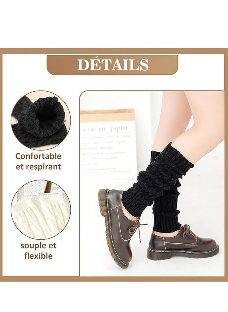 KCDMBUE 2 Pairs Women Knit Leg Warmers Winter Warm Long Boot Socks (Style 1)  - Image 5