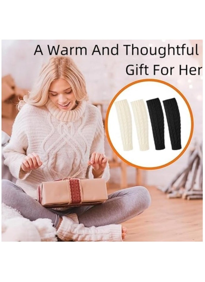 KCDMBUE 2 Pairs Women Knit Leg Warmers Winter Warm Long Boot Socks (Style 1)  - Image 2