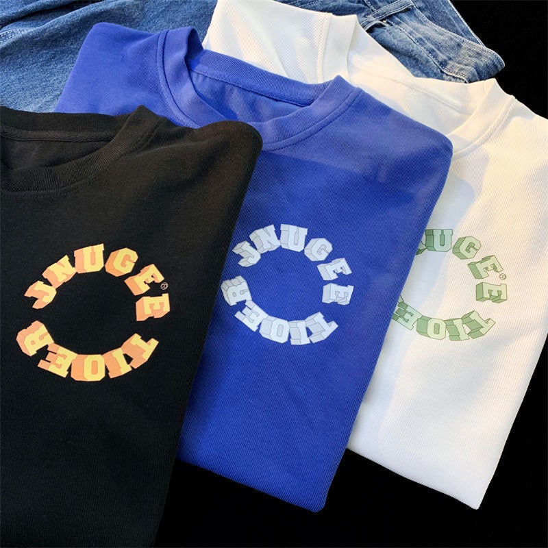 100% Cotton Men'S Short Sleeve T-Shirt New American High Street Retro Street Loose All-Match Casual Half Sleeve Body - Image 5