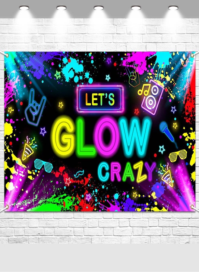 Avezano Glow in The Dark Backdrop Neon Party Decorations Let’s Glow Banner Birthday Party Background Graffiti Splash (No Real Lights) Photo Booth Props 6 x 3.6 ft - Image 1