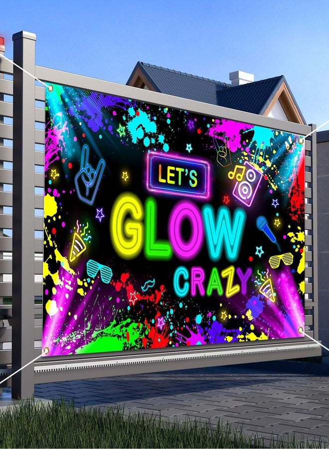 Avezano Glow in The Dark Backdrop Neon Party Decorations Let’s Glow Banner Birthday Party Background Graffiti Splash (No Real Lights) Photo Booth Props 6 x 3.6 ft - Image 5