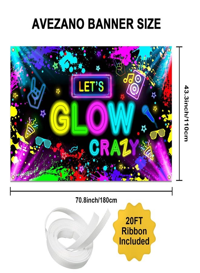 Avezano Glow in The Dark Backdrop Neon Party Decorations Let’s Glow Banner Birthday Party Background Graffiti Splash (No Real Lights) Photo Booth Props 6 x 3.6 ft - Image 4
