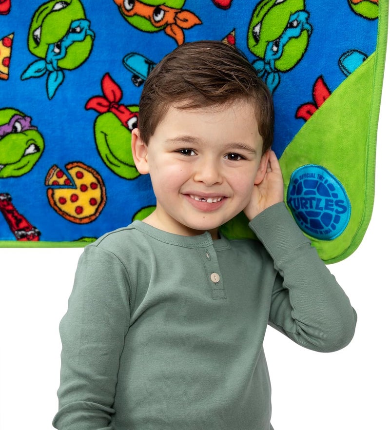 Teenage Mutant Ninja Turtles بطانية دافئة موسيقية من سلاحف النينجا المراهقين مصنوعة من الفرو الإضافي المريح لطفلك باللون الأزرق - Image 5