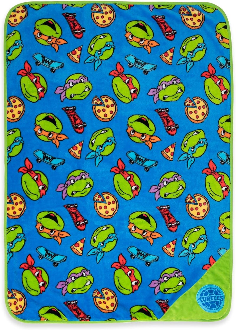 Teenage Mutant Ninja Turtles بطانية دافئة موسيقية من سلاحف النينجا المراهقين مصنوعة من الفرو الإضافي المريح لطفلك باللون الأزرق - Image 1
