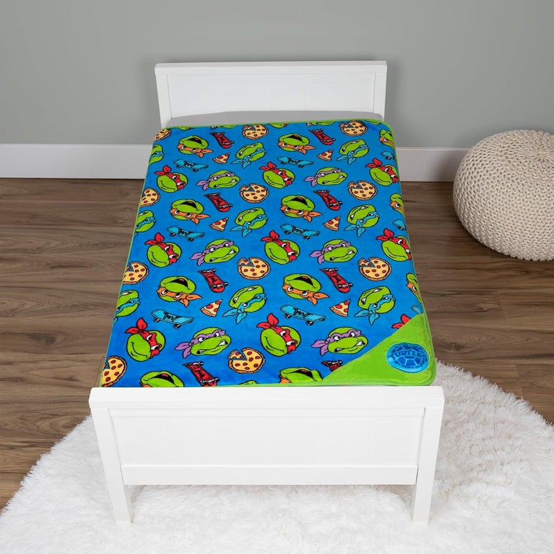 Teenage Mutant Ninja Turtles بطانية دافئة موسيقية من سلاحف النينجا المراهقين مصنوعة من الفرو الإضافي المريح لطفلك باللون الأزرق - Image 2