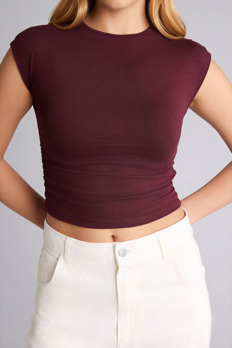 DeFacto Red Woman Fitted Modal T-Shirt Casual - Image 4