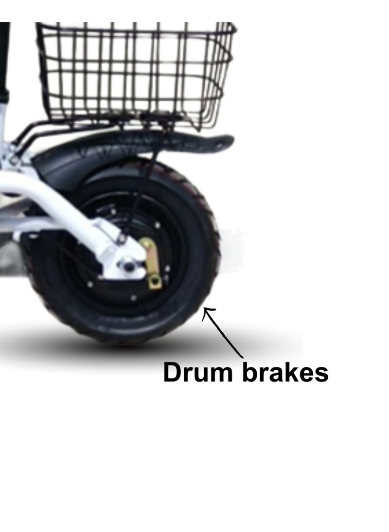 كاميل دراجة كهربائية ITQ-1 Pro للبالغين، بقدرة 350 واط، إطارات مقاس 10 بوصة، مدى يصل إلى 55 كم، مزودة بمرايا وسلة، باللون الأبيض. - Image 3