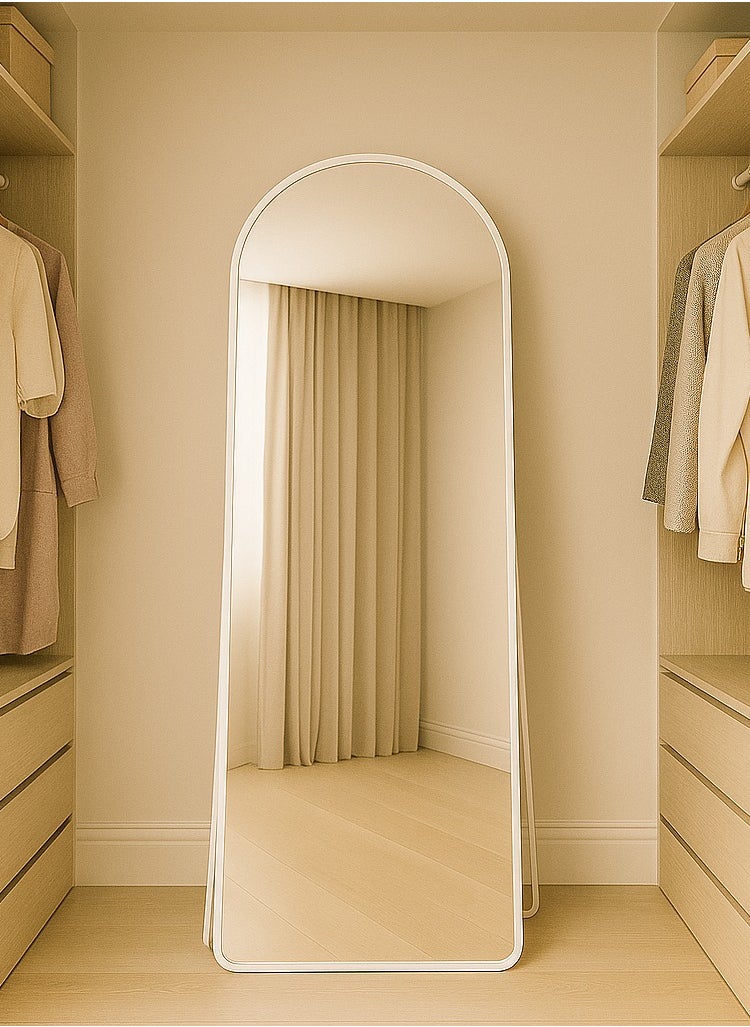 Y&D White 155*45cm Arched Full Length Mirror Floor Big Standing Mirror, Against Wall for Bedroom,Dressing and Wall-Mounted Thin Frame Mirror  - Image 4