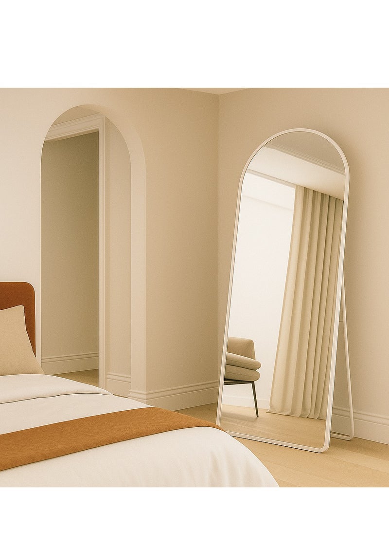 Y&D White 155*45cm Arched Full Length Mirror Floor Big Standing Mirror, Against Wall for Bedroom,Dressing and Wall-Mounted Thin Frame Mirror  - Image 5
