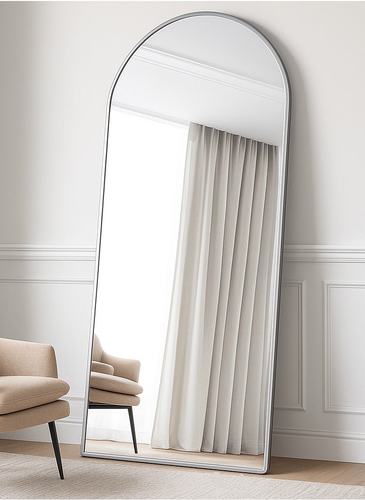 Y&D White 155*45cm Arched Full Length Mirror Floor Big Standing Mirror, Against Wall for Bedroom,Dressing and Wall-Mounted Thin Frame Mirror  - Image 1