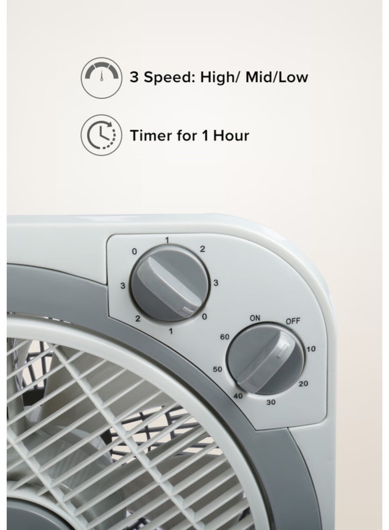 Clikon 10 Inch Box Fan CK2215 Light Grey - Image 5