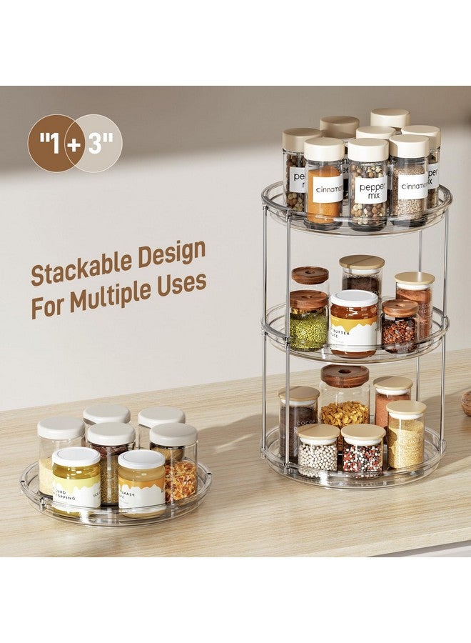 منظم LAMU الدوار من طبقتين، رف توابل دوار 9.25 بوصة، مناسب للخزانة، المطبخ، المخزن، سطح العمل، الحمام، طاولة الزينة، منظم خزانة الأدوية، شفاف - Image 2